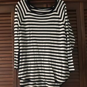 Black and White Striped Women's Top